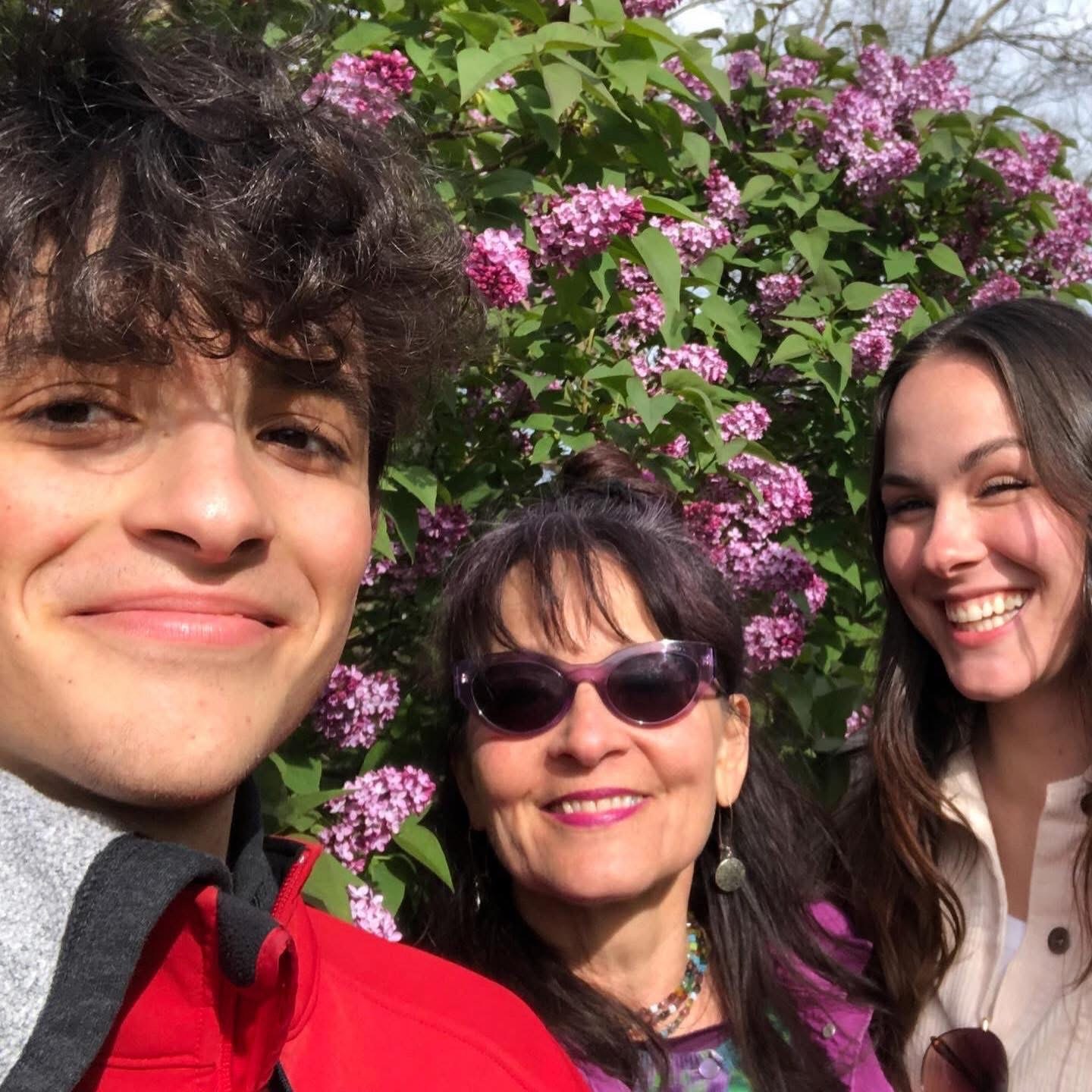 Julie and her kids at the annual Mothers Day Lilac Festival