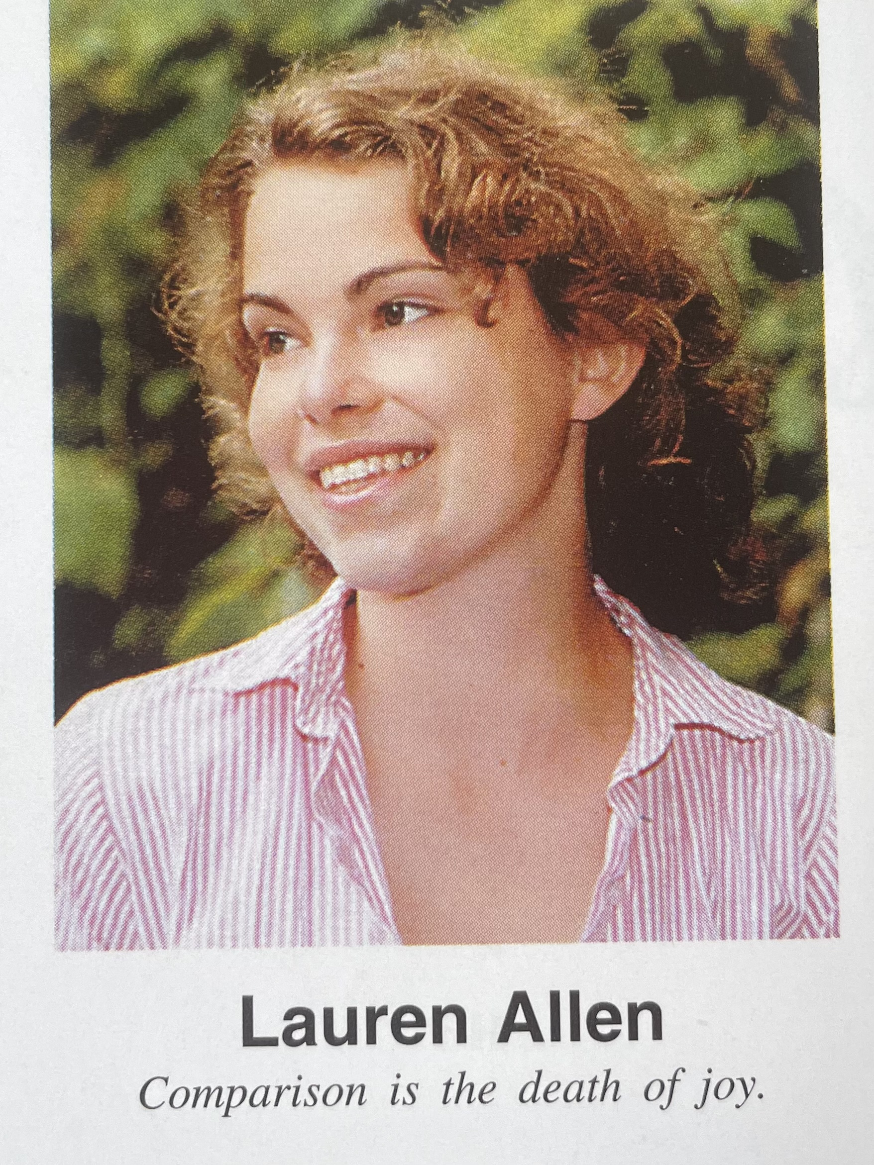 Laurens senior yearbook picture with 22an apt quote for celebrating averageness 22